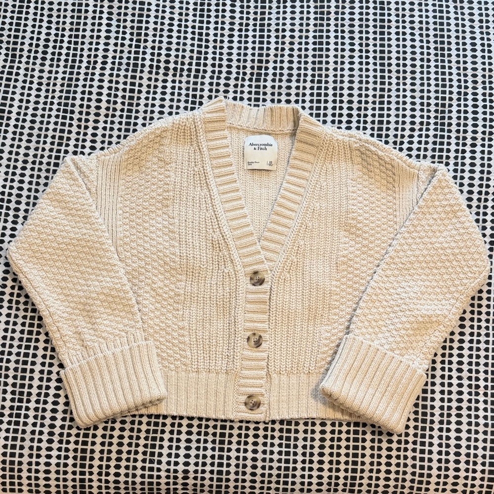 Abercrombie & Fitch Cream Button-Up Cardigan
